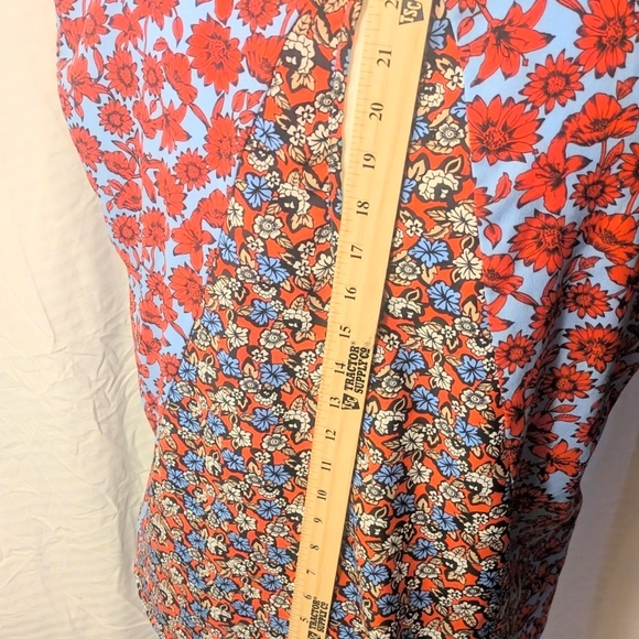 Alia Red Floral and Navy Striped Blouse - Picture 5 of 5